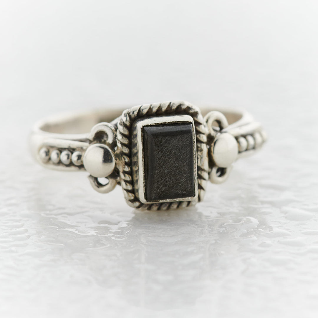 Black Obsidian Sterling Silver Orion Ring