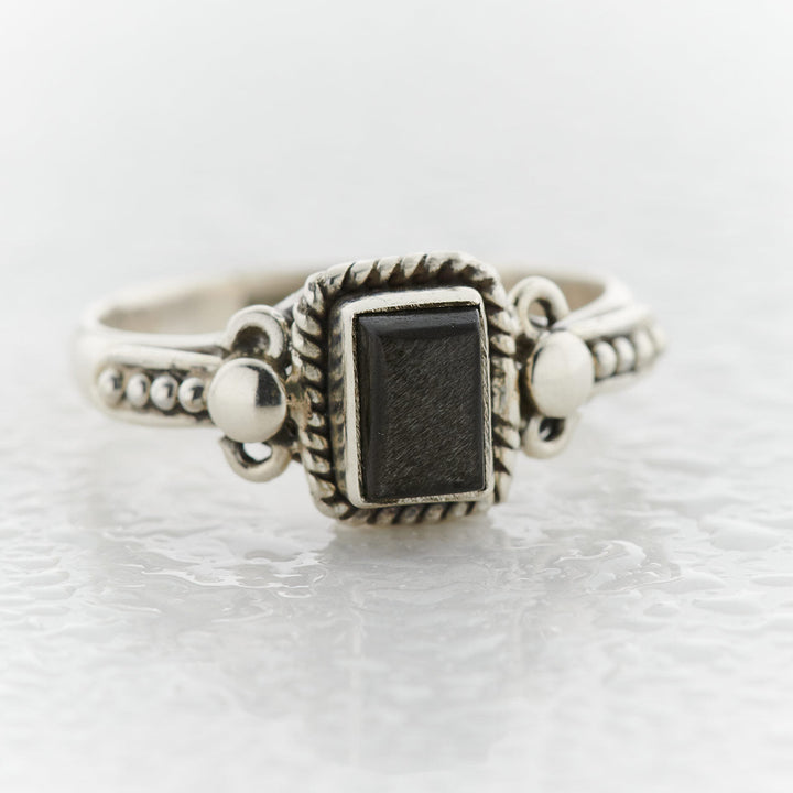 Black Obsidian Sterling Silver Orion Ring