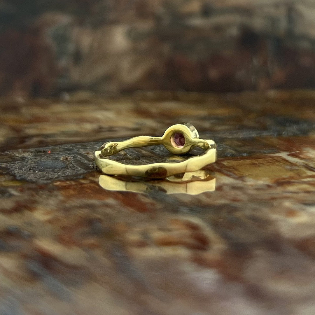 Pink Tourmaline 18K Vermeil Gold Stackable Wavy Ring