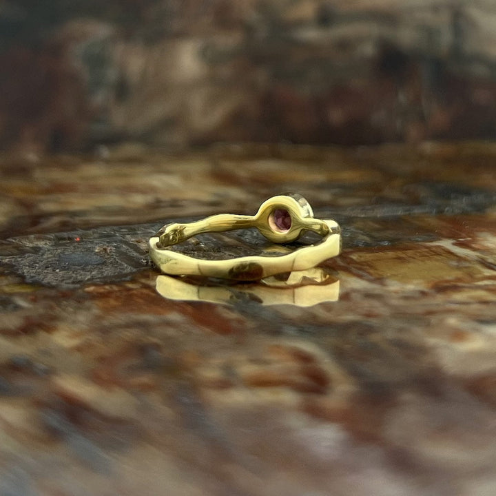 Pink Tourmaline 18K Vermeil Gold Stackable Wavy Ring