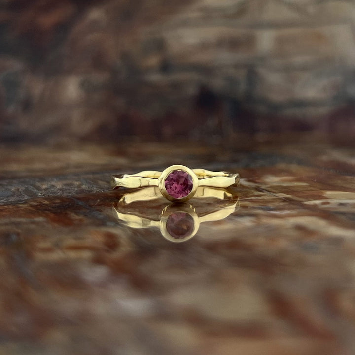 Pink Tourmaline 18K Vermeil Gold Stackable Wavy Ring