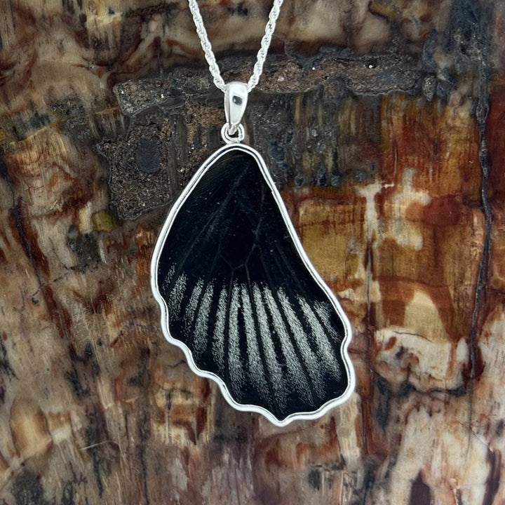 Scarlet Mormon Butterfly Wing Fine Silver Pendant