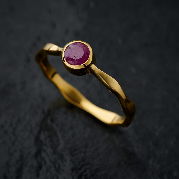 Ruby 18K Vermeil Gold Stackable Wavy Ring