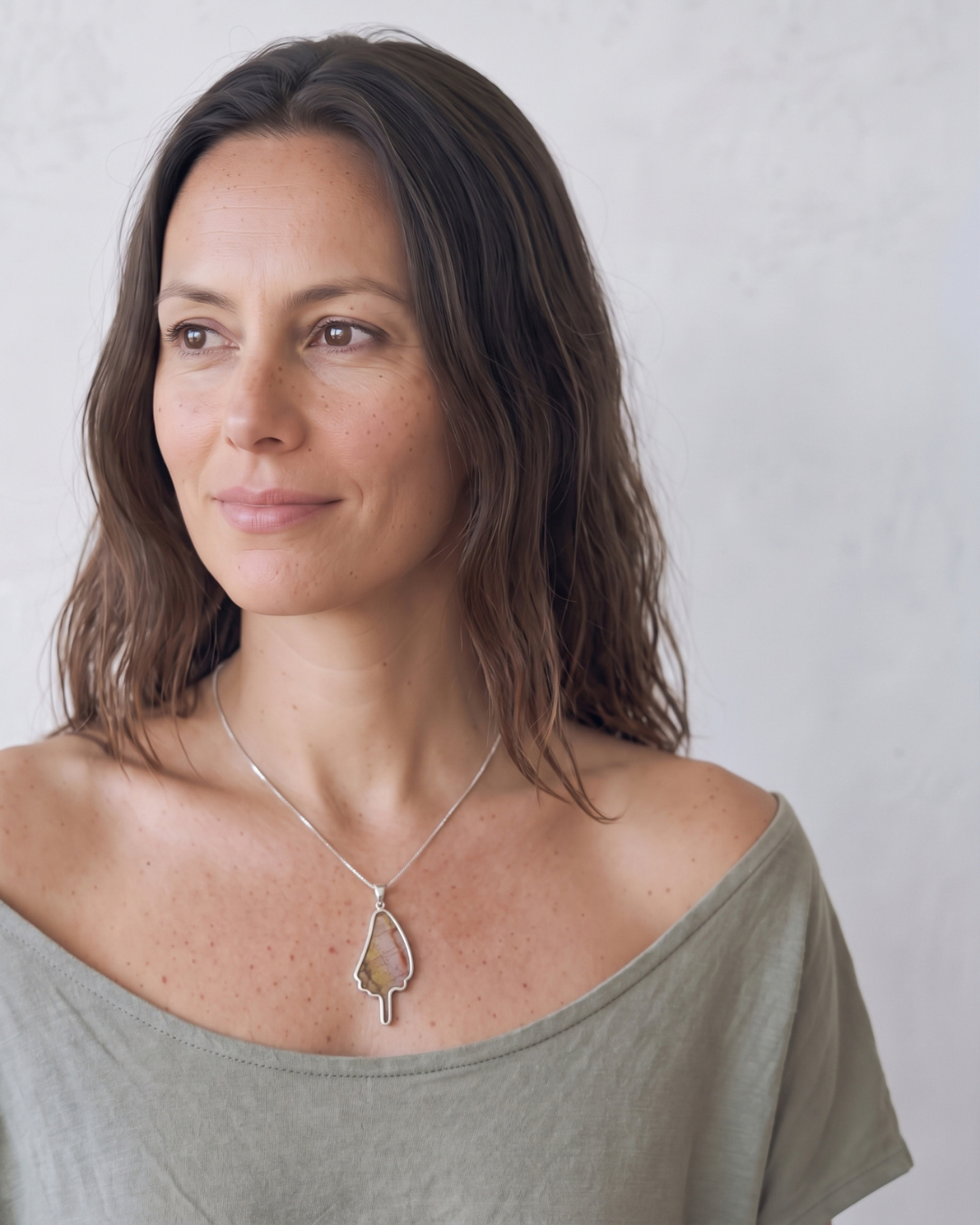 Atlas Moth Full Wing Fine Silver Pendant