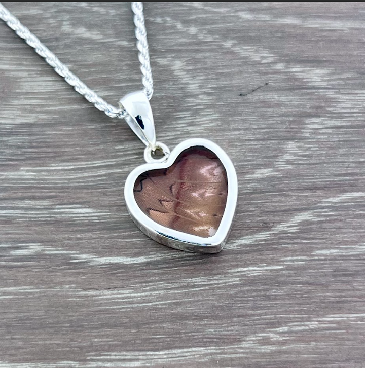 Blood Red Glider Butterfly Wing Fine Silver Pendant