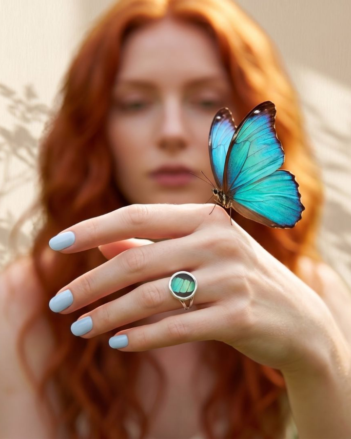 Common Bluebottle Fine Silver Circle Ring