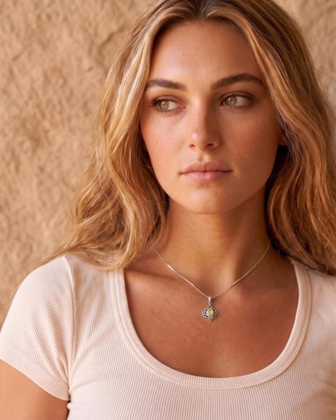 Ethiopian Opal Sterling Silver Lotus Pendant