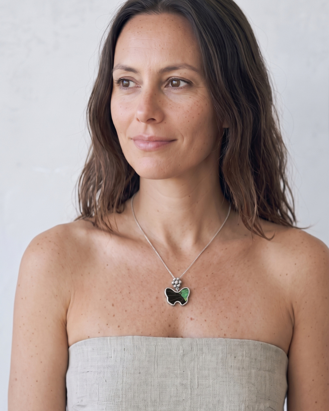 Green Banded Swallowtail Fine Silver Pendant