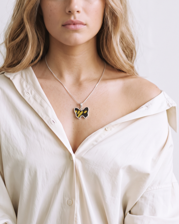 King Swallowtail Small Butterfly Fine Silver Pendant