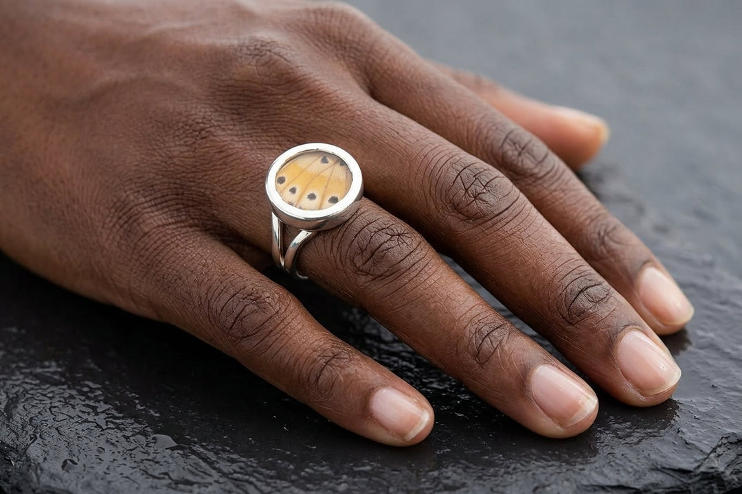 Leopard Lacewing Fine Silver Circle Ring