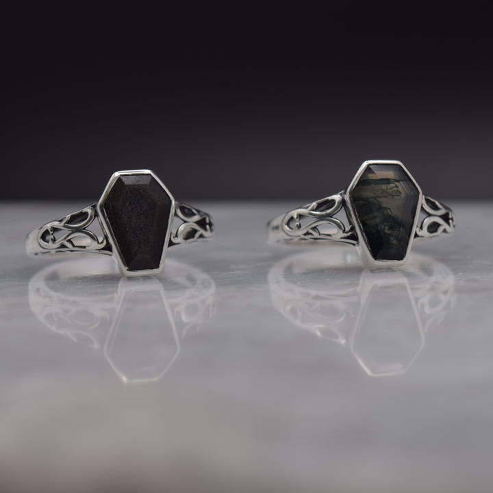 Silvaria Silver Obsidian Coffin Ring
