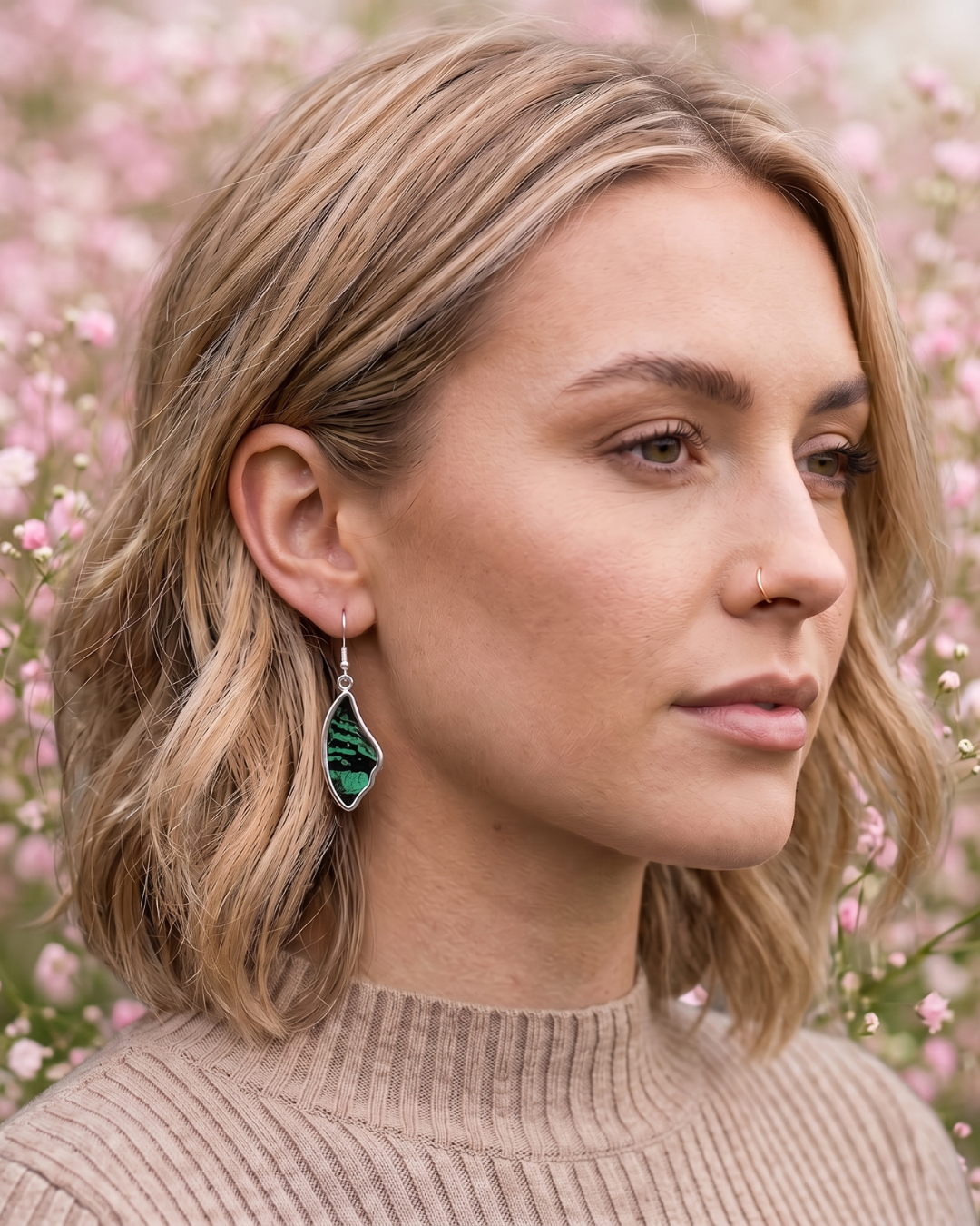 Sunset Moth Fine Silver Full Wing Earring