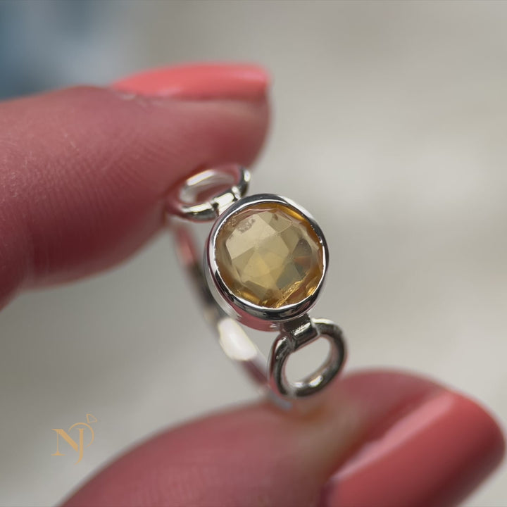Citrine Sterling Silver Trinity Ring