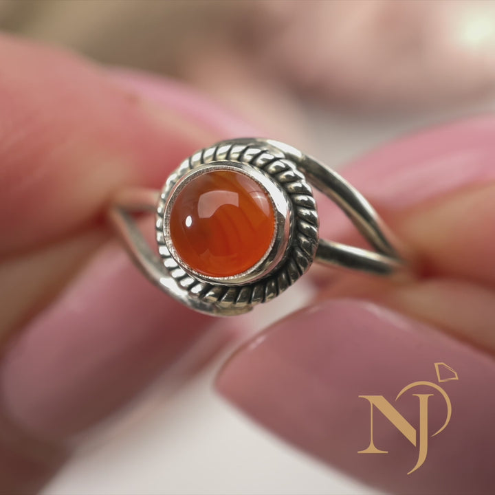 Carnelian Sterling Silver Infinity Ring