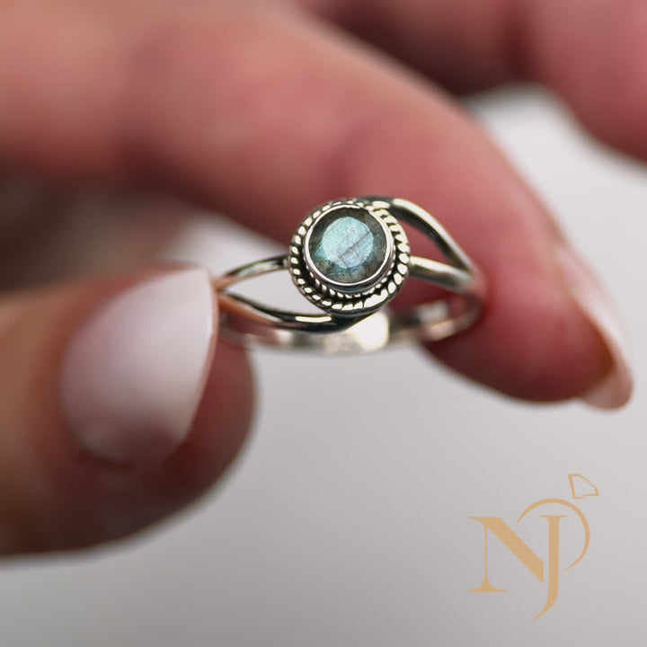 Faceted Moonstone Sterling Silver Infinity Ring