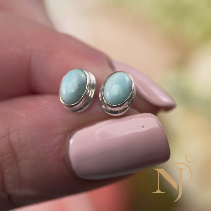 Larimar Sterling Silver Stud Earrings