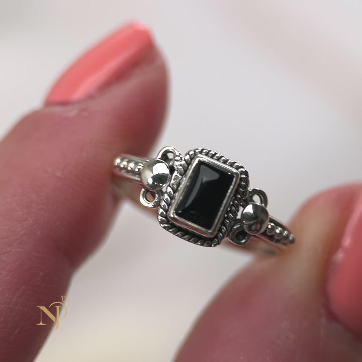 Black Onyx Sterling Silver Orion Ring