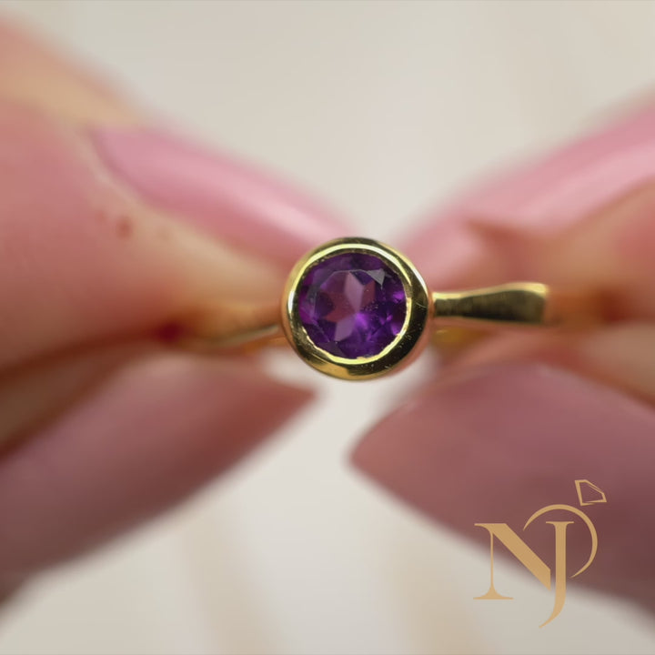 Amethyst 18K Vermeil Gold Stackable Wavy Ring