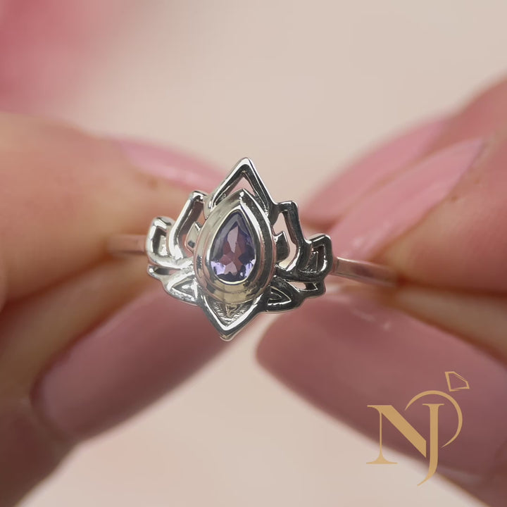 Tanzanite Sterling Silver Lotus Ring