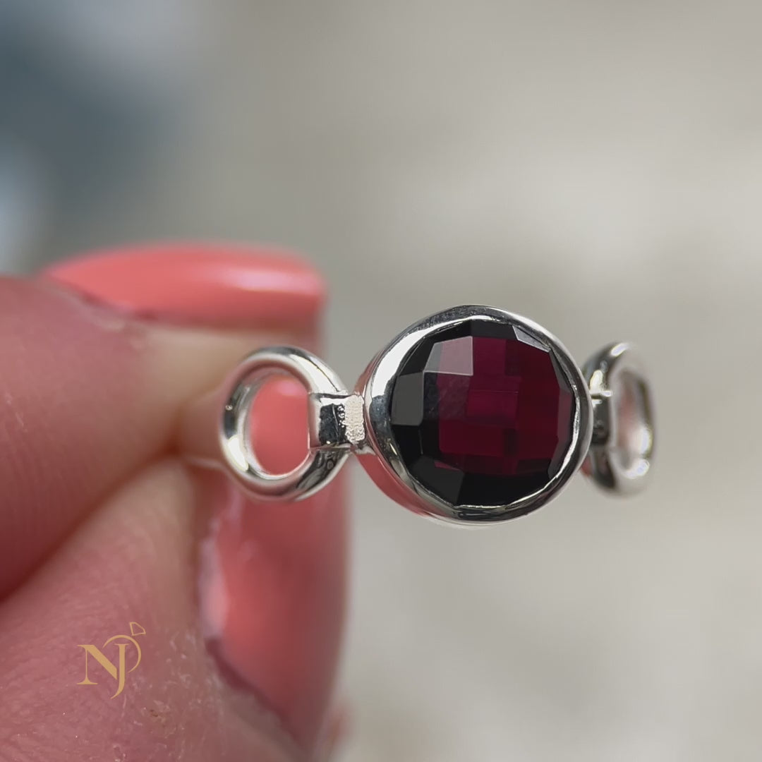 Garnet Sterling Silver Trinity Ring