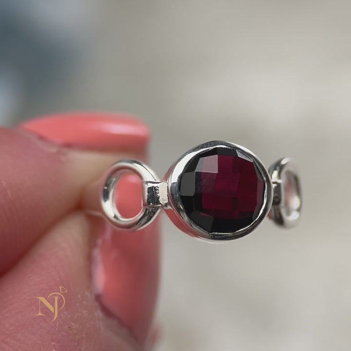 Garnet Sterling Silver Trinity Ring
