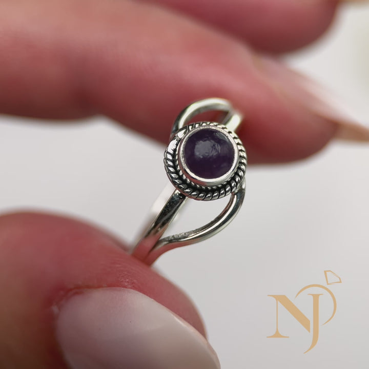 Lepidolite Sterling Silver Infinity Ring
